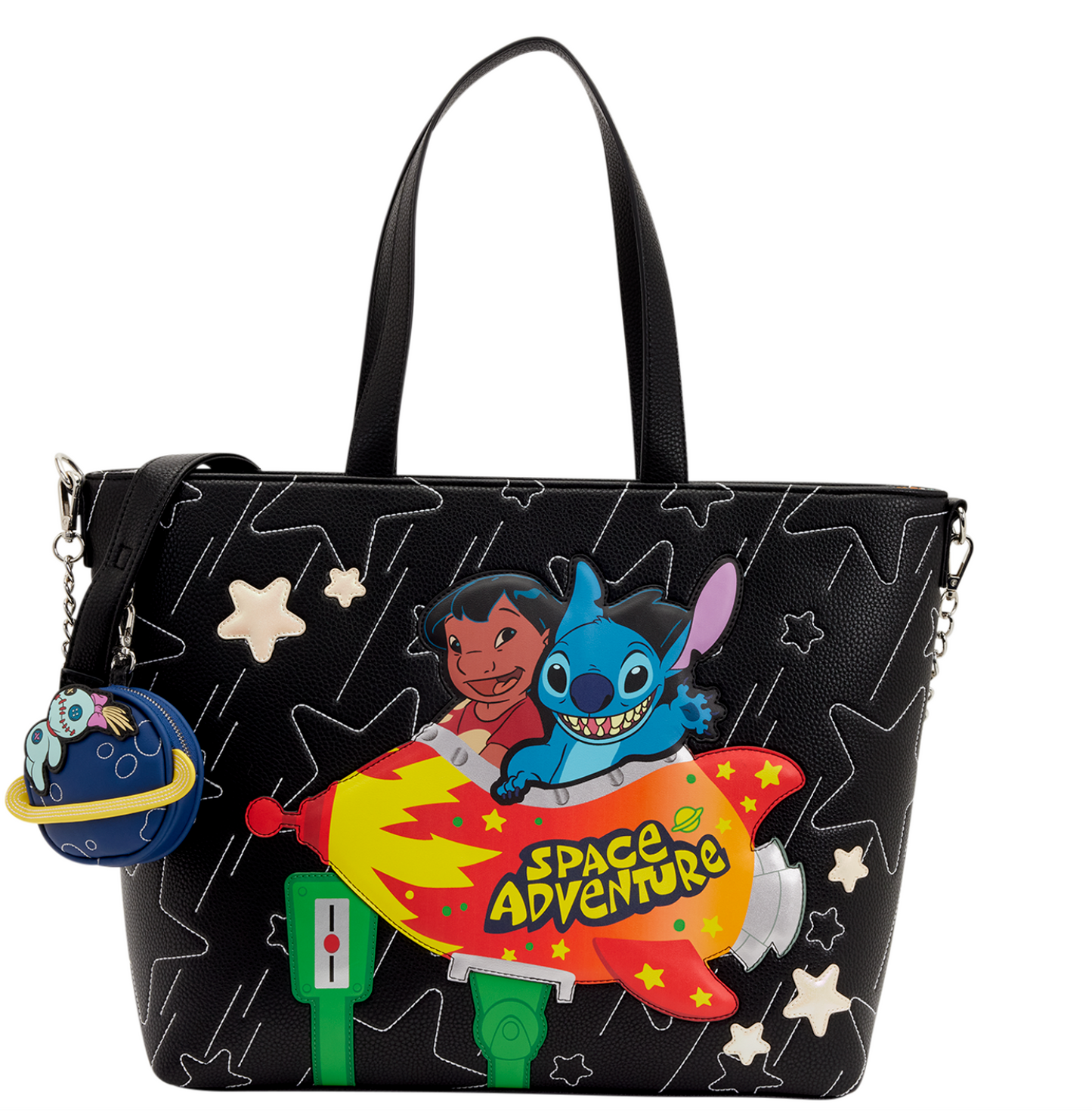 Loungefly Disney Lilo & Stitch Space Adventure Glow Tote Crossbody Bag with Coin Bag