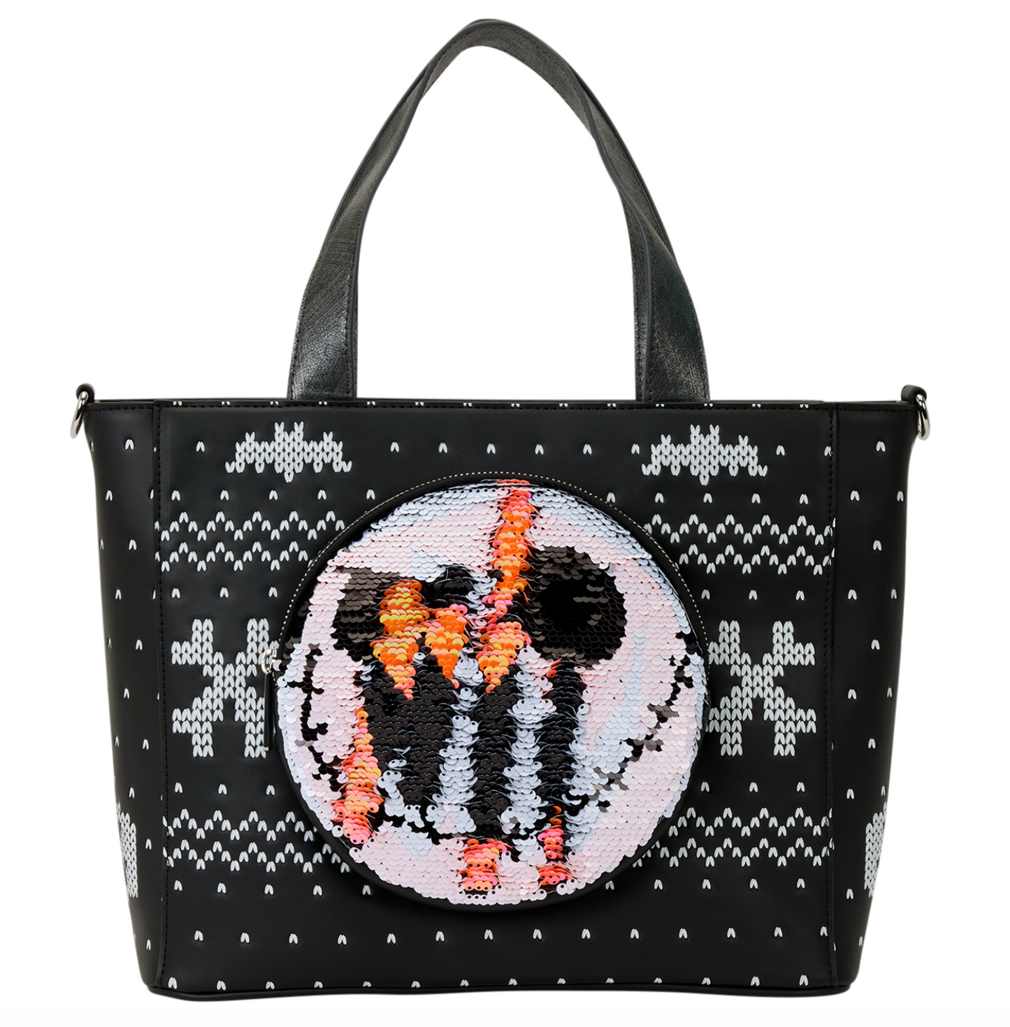 Loungefly The Nightmare Before Christmas Jack Skellington Reversible Sequins Tote Crossbody Bag with Coin Bag