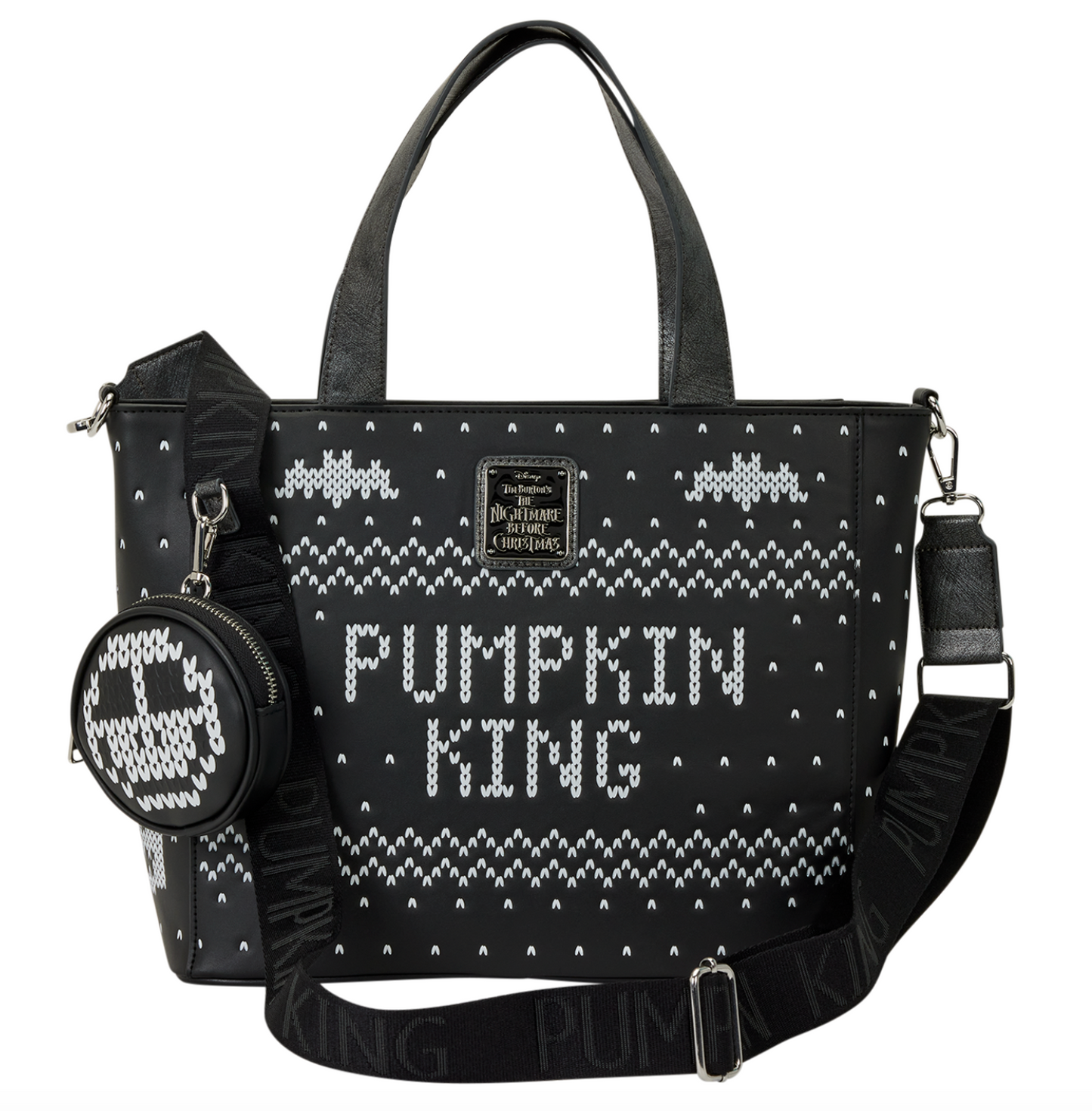 Loungefly The Nightmare Before Christmas Jack Skellington Reversible Sequins Tote Crossbody Bag with Coin Bag